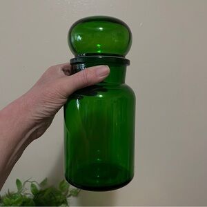 VTG APOTHECARY JAR CONTAINER - Green Glass - Made in Belgium - NO FLAWS - EUC